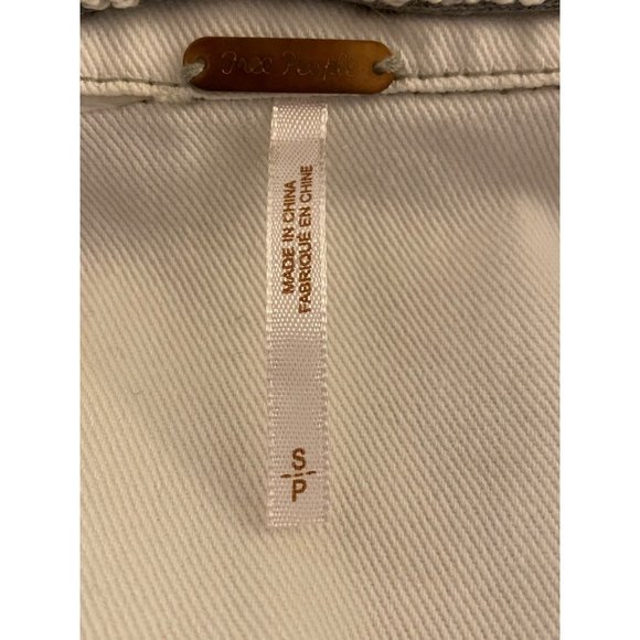 Free People Distressed Denim Jacket Women Small French Terry Removeable Hoodie - Picture 5 of 16